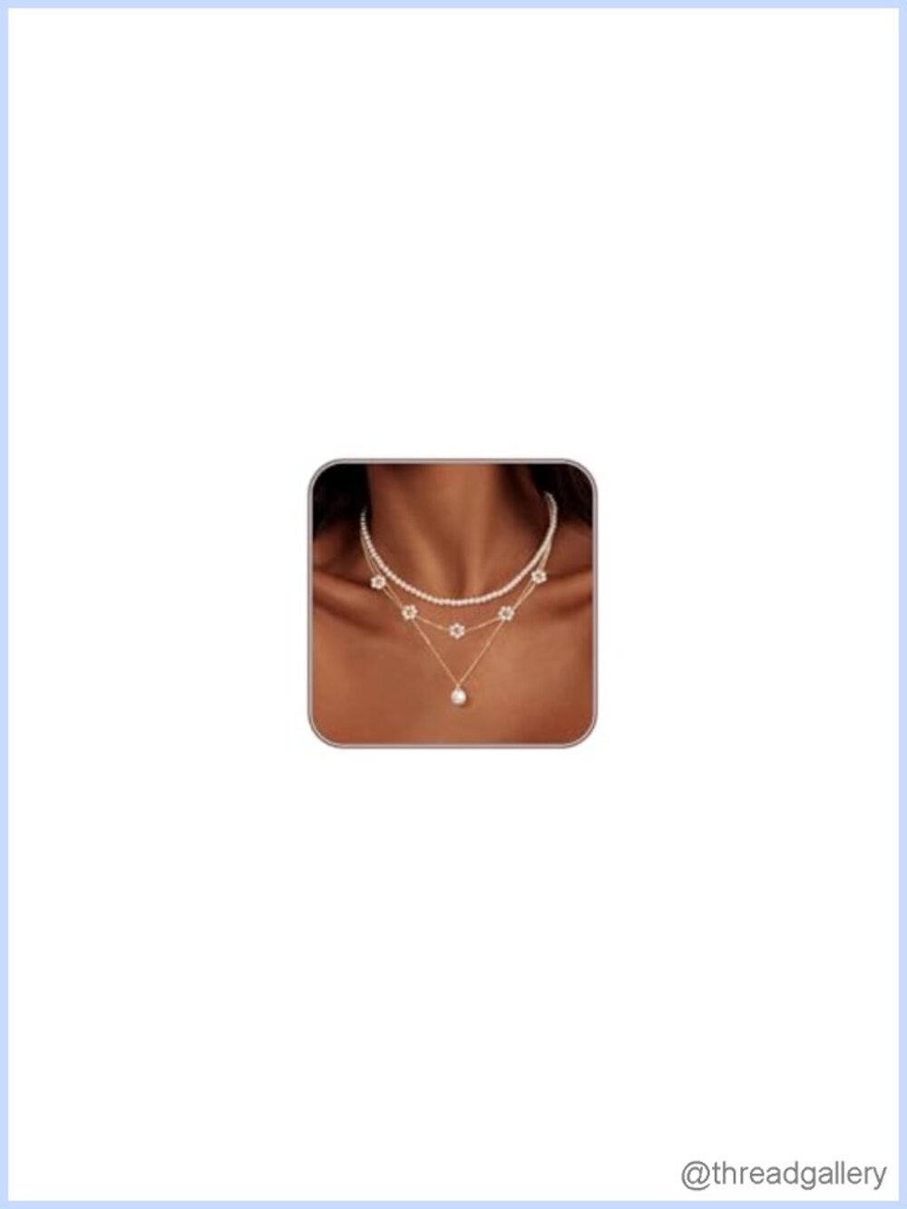 Layered Pearl Necklace Set 14k Gold Plated Dainty Choker Stack